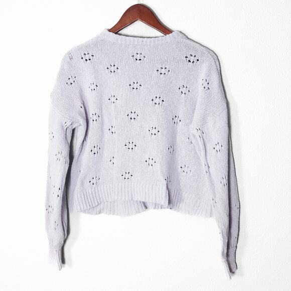 Madewell Women’s Lilac Pointelle Knit Sweater Cottagecore Coquette Cropped Sz S - Picture 2 of 7